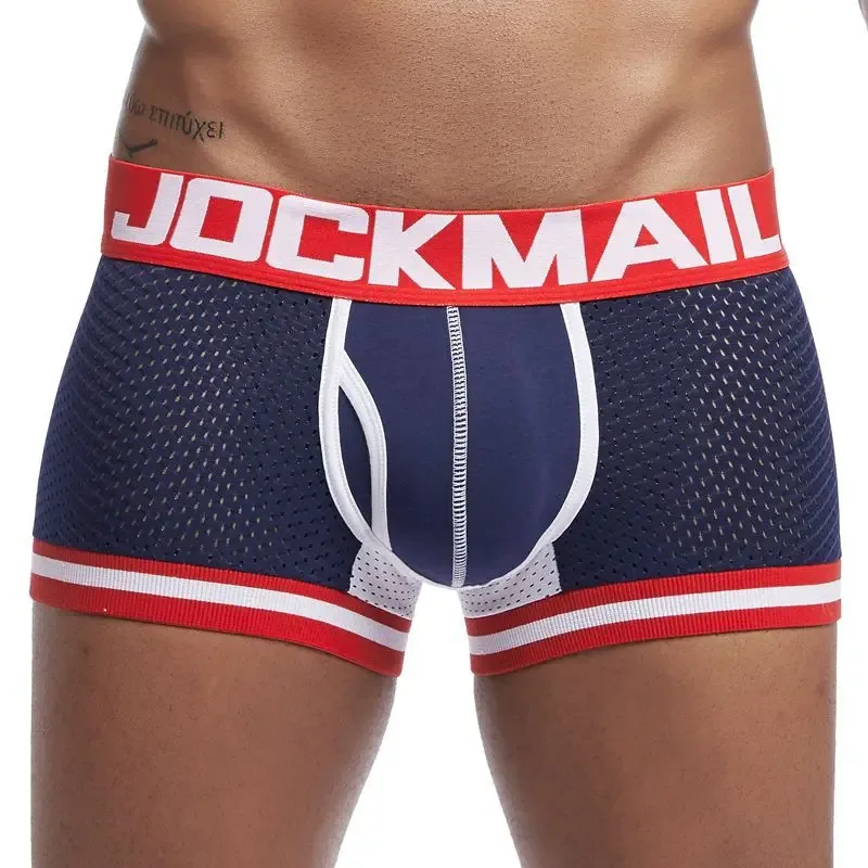 Jockmail Men Boxer Mesh Underwear Breathable Comfortable Soft Comfortable Sports Shorts Adult Man Panties Clothing Lingerie