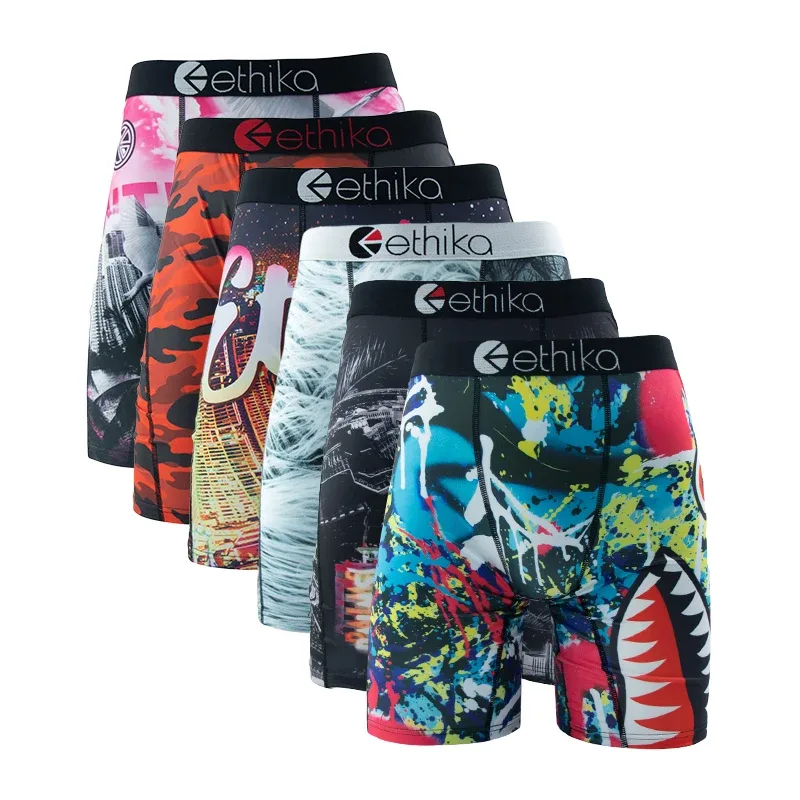 6Pcs Men Underwear Boxers Breathable Mesh Crotch Man Swimming Underpants Plus Size Mens Panties Trunks Men's Boxer Briefs