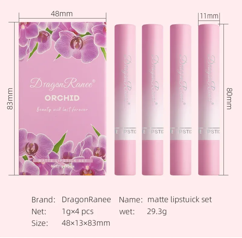 Σετ κραγιόν τσιγάρων 4 τμχ Velvet Matte Lip Gloss Αδιάβροχο Smoke Lip Stick σέξι Κόκκινη απόχρωση χειλιών Γοητευτικό μακιγιάζ για τα χείλη