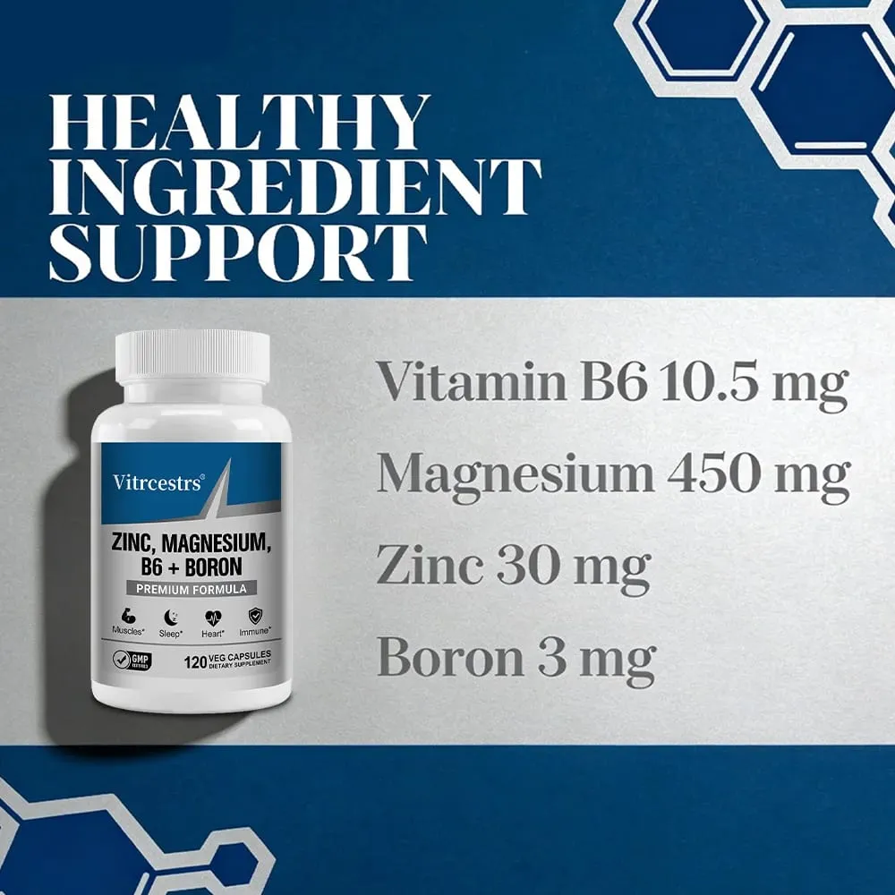 Magnesium Complex Capsules - boron/L-Threonate + Zinc D3 B6 High Absorption Muscle Bone Brain Sleep Health Panglunas sa pagkabalisa