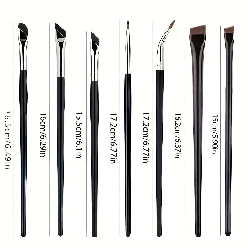7 Combination Precision Detail Makeup Brushes Eyeliner and Eyebrow Brush Sets with Ultra-Thin Eyebrow and Lower Eyelid Brushes