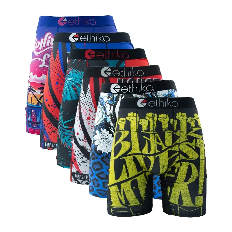 6Pcs Men Underwear Boxers Breathable Mesh Crotch Man Swimming Underpants Plus Size Mens Panties Trunks Men's Boxer Briefs