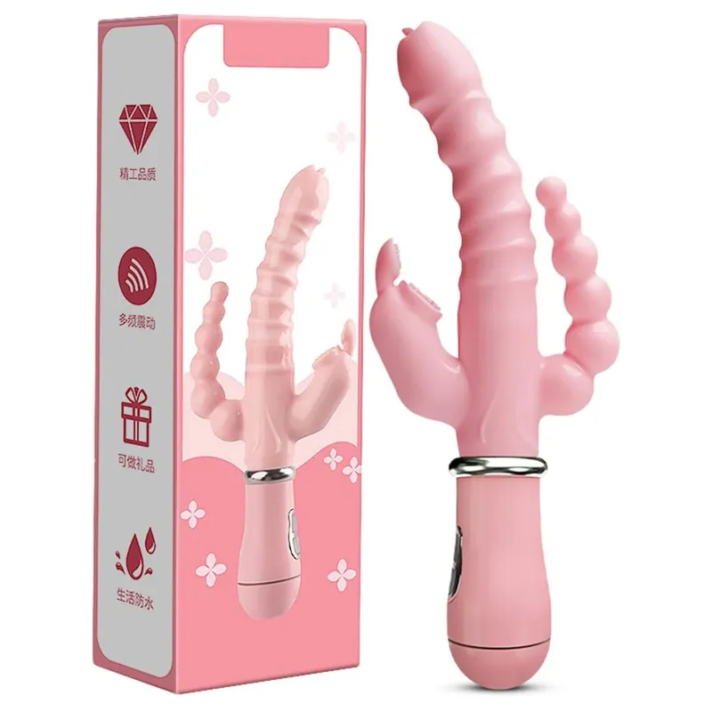 Vibrátor Erőteljes 3 az 1-ben Műpénisz Rabbit Vibrátor Vízálló Anális Clit Vibrátor Szexjátékok Női Párok Flörtöl Dildo Vibrátor