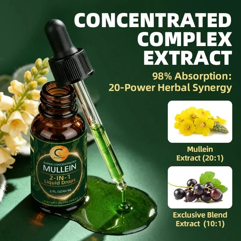 Mullein Drops for Lungs - Organic Liquid - Mullein Leaf Extract Supplement -- Lung & Bronchial Cleanse