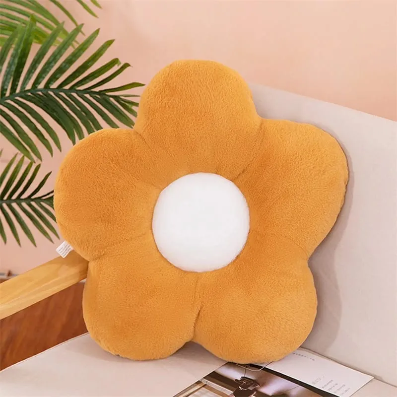 Praktikus 35 cm-es Kawaii színes virágos plüsspárna párna, puha napraforgó növényi szőnyeg, töltött kanapéágy alvó háttámla dekorációval