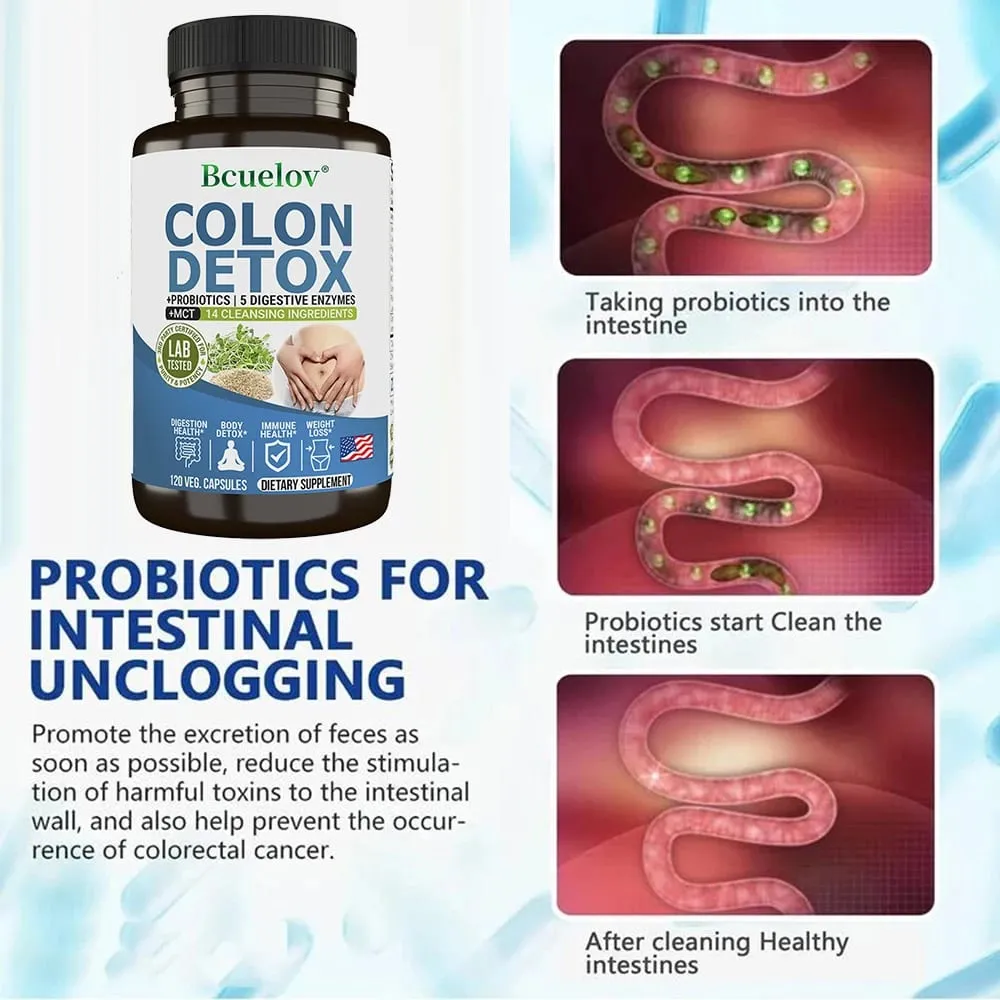 A Psyllium Husk-ot tartalmazó vastagbél Detox probiotikumok enyhítik a székrekedést és a puffadást, tisztító kiegészítő