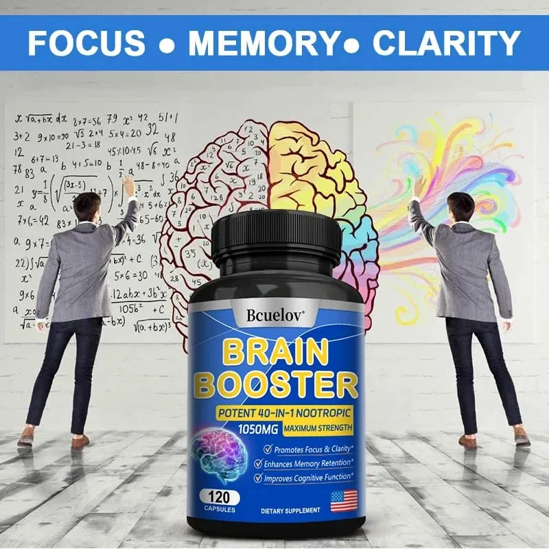 Powerful 14-in-1 Brain Booster - Supports Brain & Nervous System Health Promotes Focus & Clarity Boosts Cognitive Antioxidant