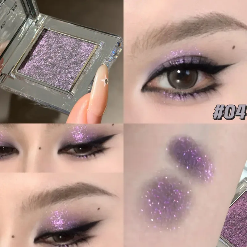 Μονόχρωμη μπλε μεταλλική σκιά ματιών Diamond Glitter Green Eye Shadow Highlighter Palette Sparkling Pearlescent Purple Eyes Makeup