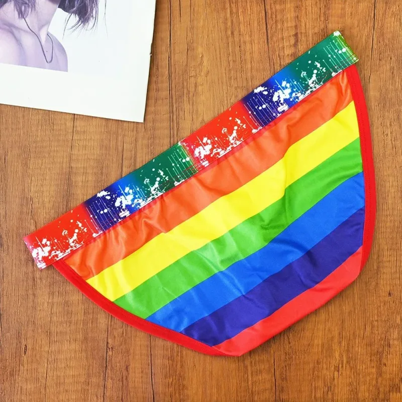 New Man U Convex Pouch Underwear Sexy Rainbow Stripes Briefs Male Swimwear Europe Size S/M/L/XL