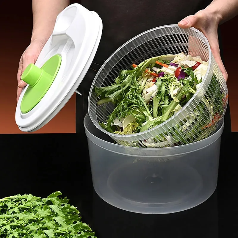 Salad Spinner Dryer Vegetable Fruit Food Drain Basket Dehydrator Quick Washing Drying Εγχειρίδιο Φυγόκεντρος Κουζίνα Οικιακό Εργαλείο