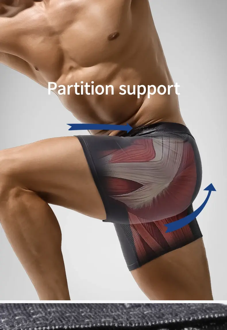 Extended sports underwear, men's boxer shorts, Modal anti-leg abrasion running, large size breathable training quadrangle shorts