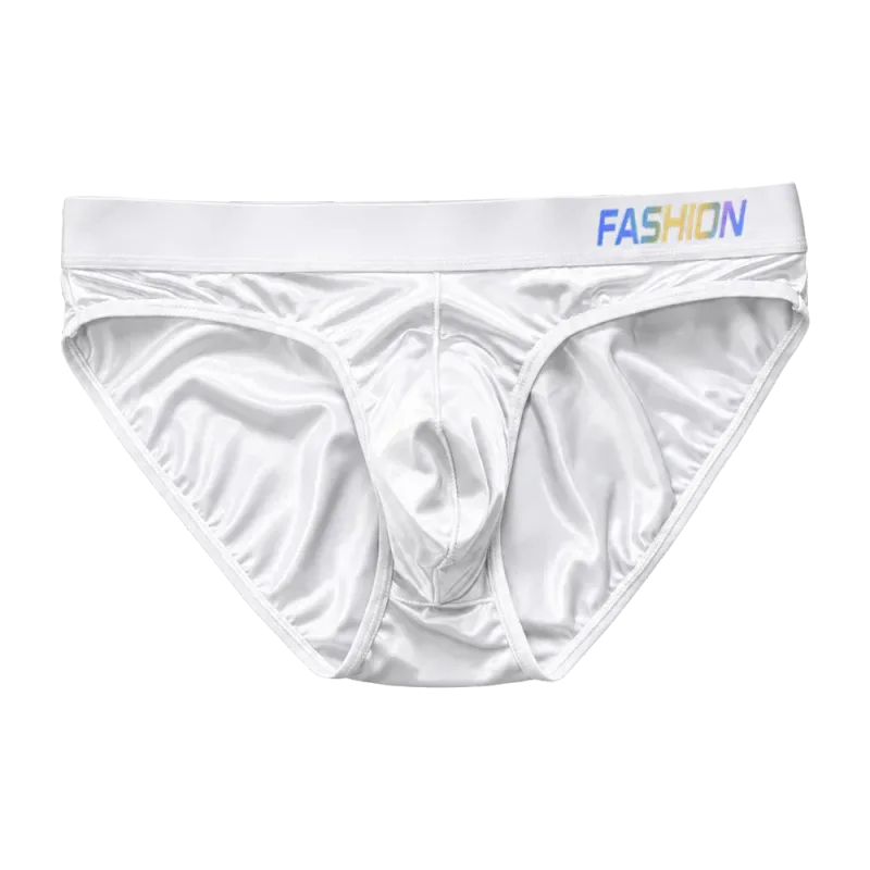 Underwear Men's Triangle Panties Low Waist Ultra Smooth Satin Silky Briefs Lingerie Gradient Letter Glossy Underpants Large Size