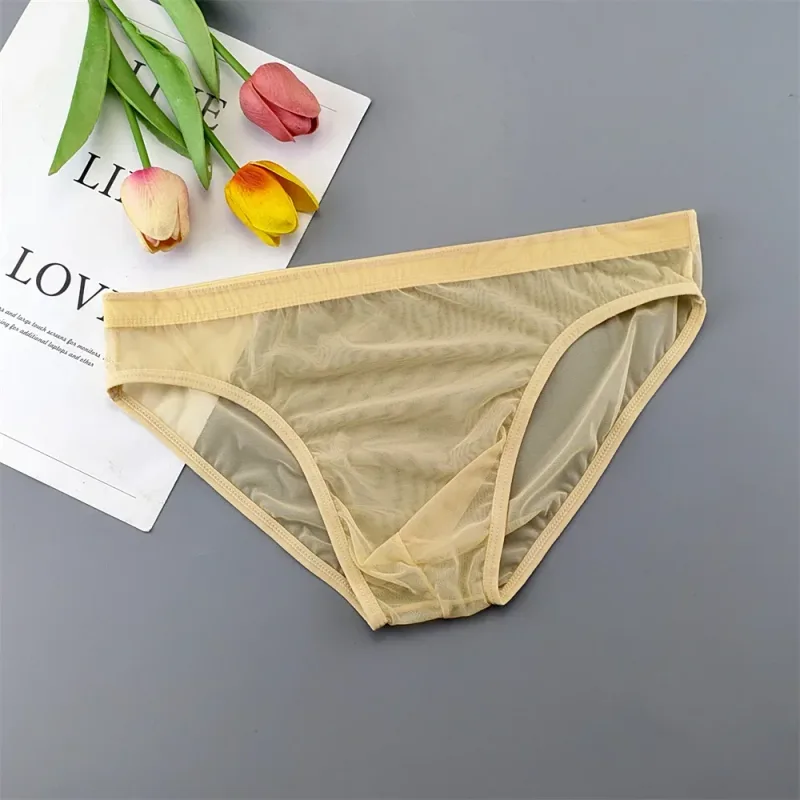 Plus Size Transparant Ondergoed Zien Door Sexy Slips voor Mannen met Zakje Nylon Hombre Slips Ademend Heren Slipje XL-4XL