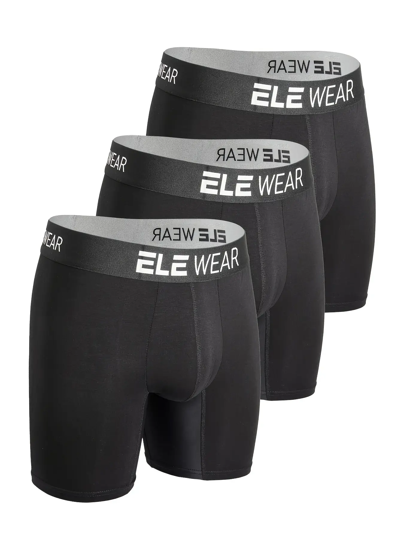 3pcs Bamboo Men's Underwear Long Sports Underwear, Moisture-Wicking, Boxer Briefs For Men