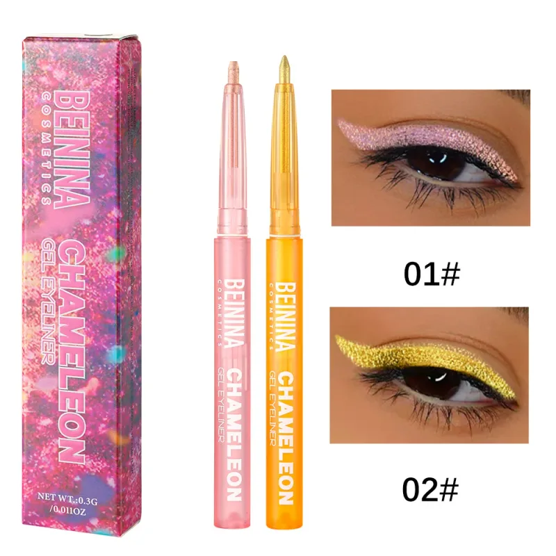 Shiny Chameleon Metallic Blue Eyeliner Gel Pen Eyeshadow Multicolor Eye Liner Pearlescent Polarized Glitter Eye Pigment Cosmetic