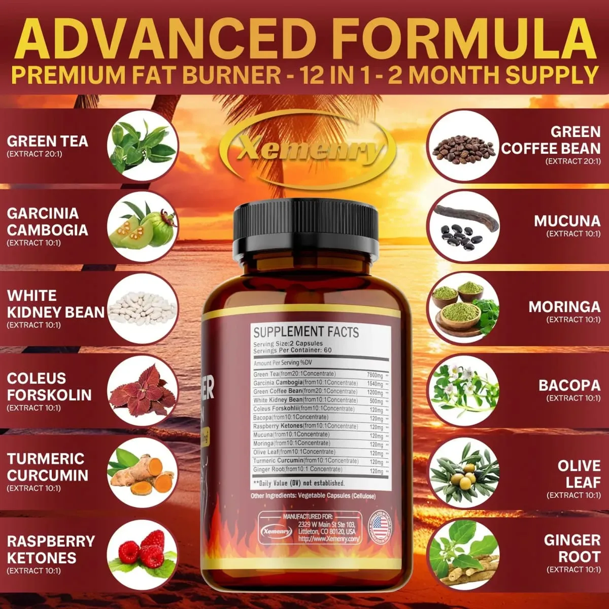Green Tea Extract Capsules - Fat Burning Detox Slimming Boosts Metabolism and Weight Management Supplement