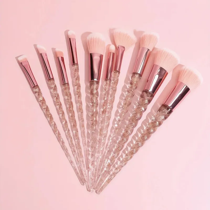Πολύχρωμο σετ πινέλων μακιγιάζ 10 τεμαχίων Concealer πινέλα με κρυστάλλινη λαβή Εργαλεία καλλυντικών ομορφιάς Εργαλεία μακιγιάζ