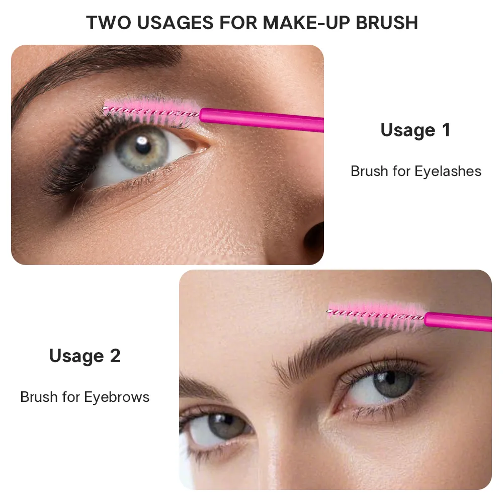 50 Buah Kuas Bulu Mata Sekali Pakai Ekstensi Kuas Alis Merah Mawar Tongkat Maskara Set Alat Kosmetik Bulu Mata Kecantikan Makeup — image 4