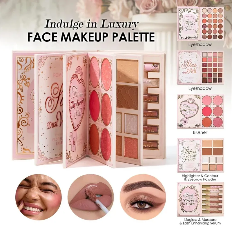 Κιτ μακιγιάζ 5 σελίδων Full Face Matte & Shimmer Eyeshadow Blush Contour Lip Gloss Mascara για ευέλικτες εμφανίσεις μακιγιάζ