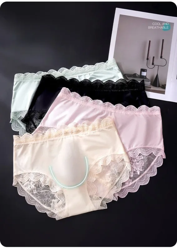 Thin Ice Silk Lace Men's Underwear Breathable Mid Waist Embroidery Comfortable Triangle Pants Traceless Hollow Out Male Briefs