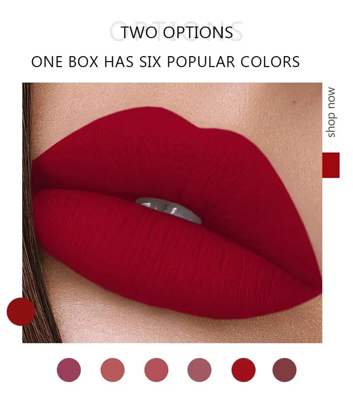 6 τμχ/Σετ Lip Gloss μακράς διαρκείας αδιάβροχο ματ απόχρωση χειλιών αντικολλητικό Κύπελλο υγρό κραγιόν Κουτί δώρου Καλλυντικά Μακιγιάζ