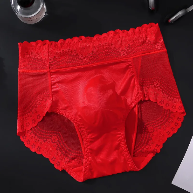 Flower Lace Mesh Hollow Out Sexy Men's Underwear Ice Silk Breathable Seamless Thin Triangle Pants Soft Traceless Male Briefs