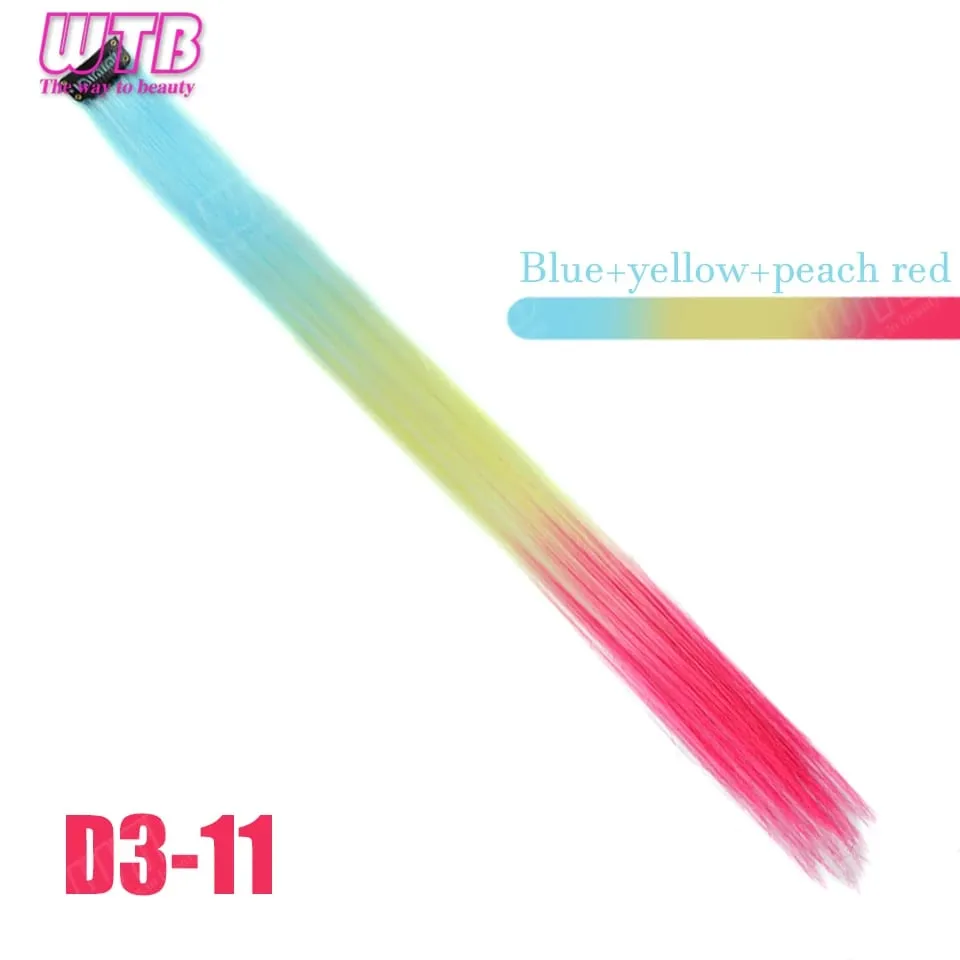 WTB Colored Synthetic Hair Extensions BB Clip Style Gradient Color Hair Extensions Suitable for Women's Daily Wear and Holidays