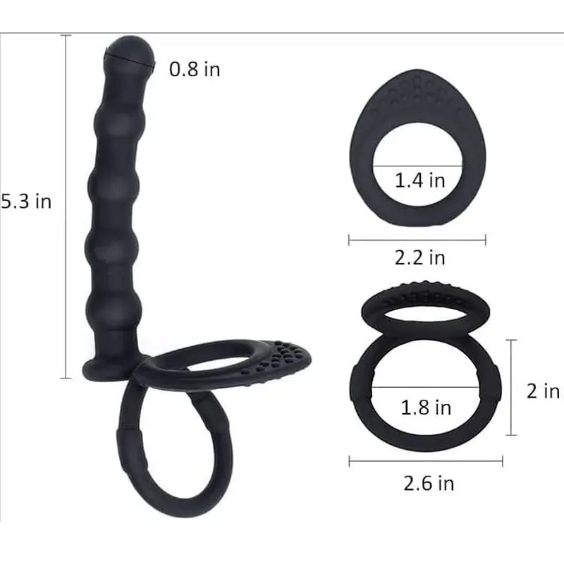 Double Penetration Dildo Dual Stimulation Vibrator for Couples Anal Beads G-Spot Massager Cock Ring Adult Sex Toys