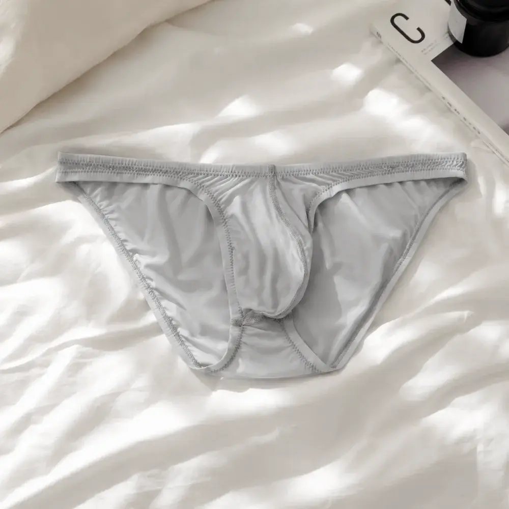 Comfortable Low Waist Ice Silk Briefs Transparent Lingerie Bikini Briefs Mesh Ultra-Thin Men's Triangle Panties Youth