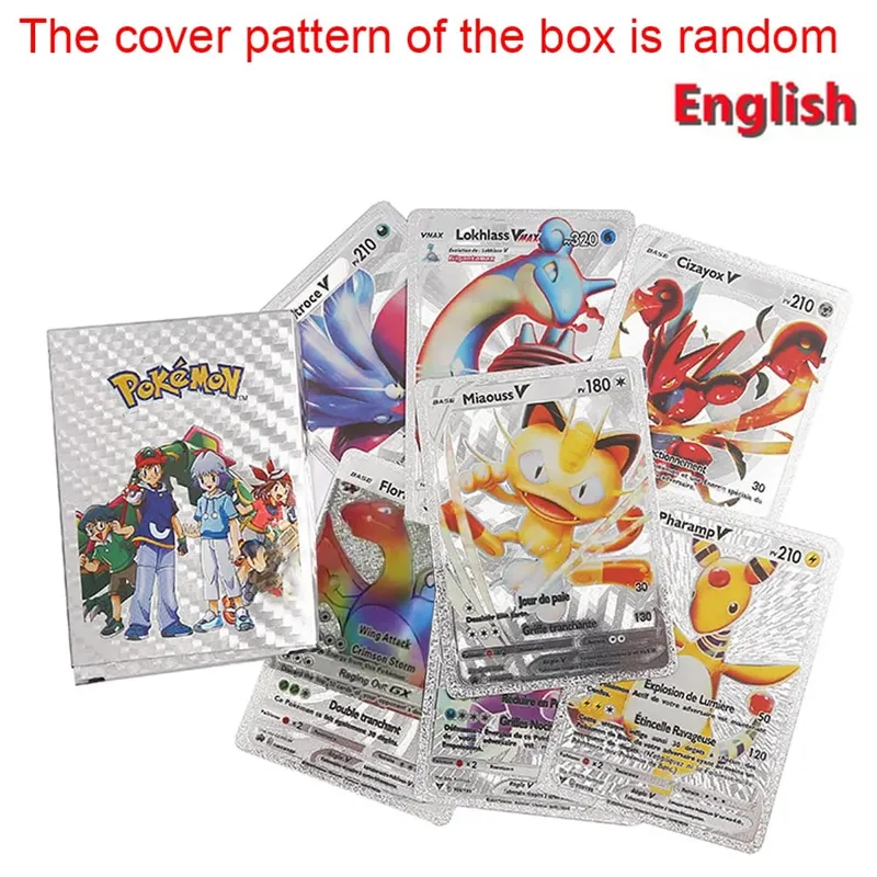55 τεμάχια Pokemon Cards Vmax GX Gold Foil Flash Box Party Διαδραστικό παιχνίδι Αγγλικά Ισπανικά Πολύχρωμο Παιχνίδι Συλλογή Κάρτας Δώρο