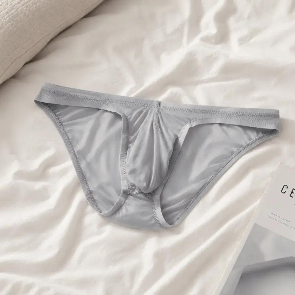 Comfortable Low Waist Ice Silk Briefs Transparent Lingerie Bikini Briefs Mesh Ultra-Thin Men's Triangle Panties Youth