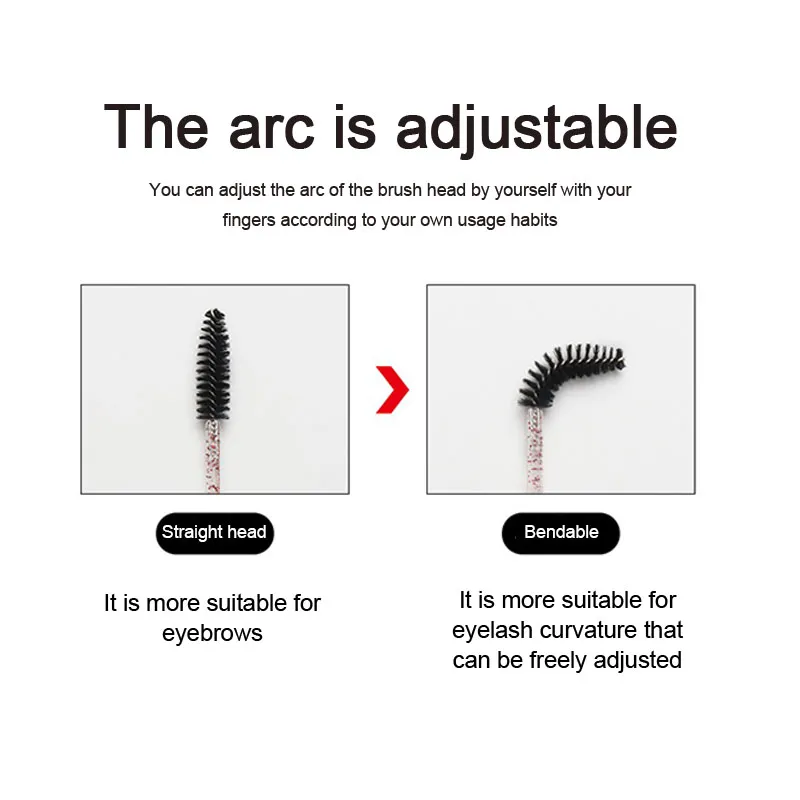 Nieuwe 50/100 Stuks Microbrush Voor Wimpers Borstel Crystal Spoolie Borstels Wenkbrauw Kam Make-Up Beauty Tool Voor Wimpers HZS24