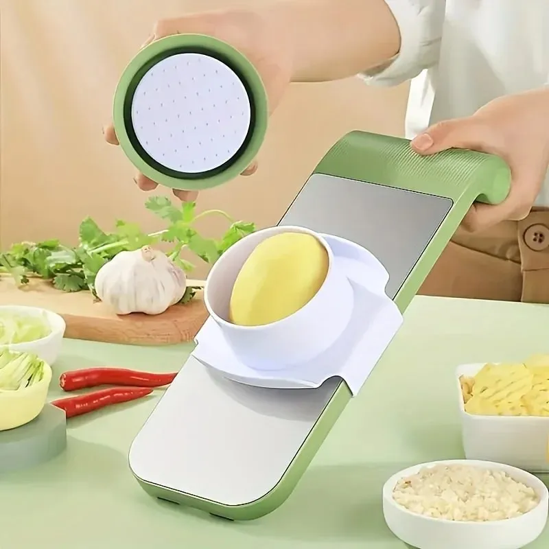 7pcs Stainless Steel Multi-Function Vegetable Slicer And Grater Set with Interchangeable Blades Manual Kitchen Gadget Tool Kit