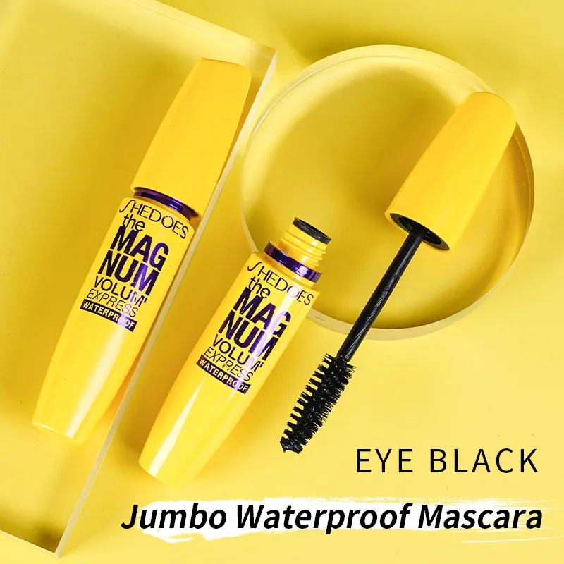 Yellow Mascara Waterproof Lengthening Curling Volumizing Natural Long-Lasting Smudge-Proof Eye Makeup Cosmetics