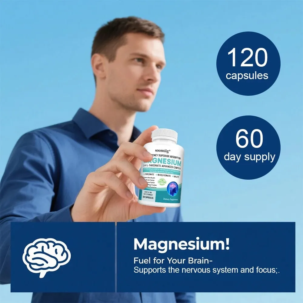 L-Threonate+Glycinate+Malate Magnesium - Βελτιώνει την ποιότητα του ύπνου Υποστηρίζει τη μνήμη και τη γνωστική λειτουργία Προωθεί την υγεία του εγκεφάλου