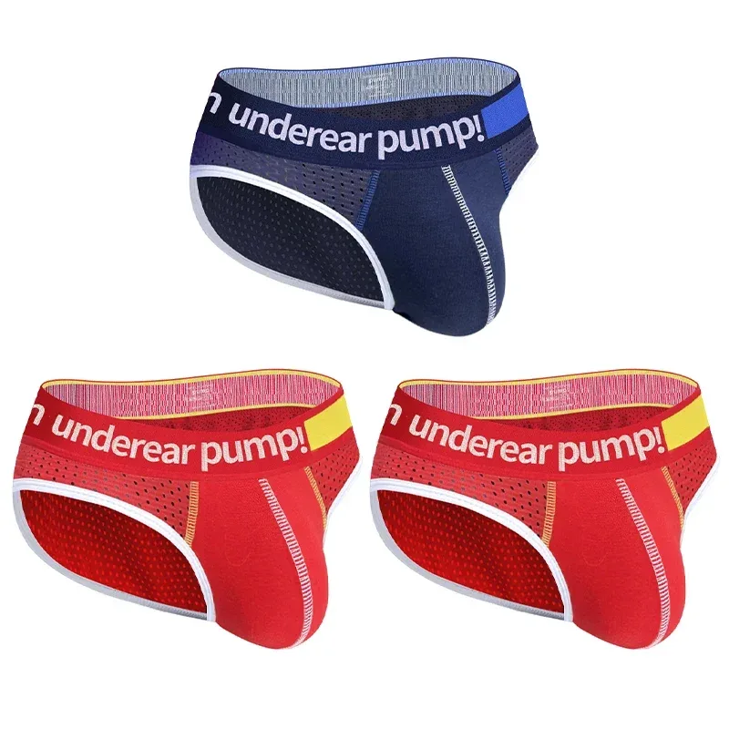 Men's Low Waist Slimming Mesh Briefs U Convex Pouch Elastic Waistband Breathable Colorful Jockstrap Underwear
