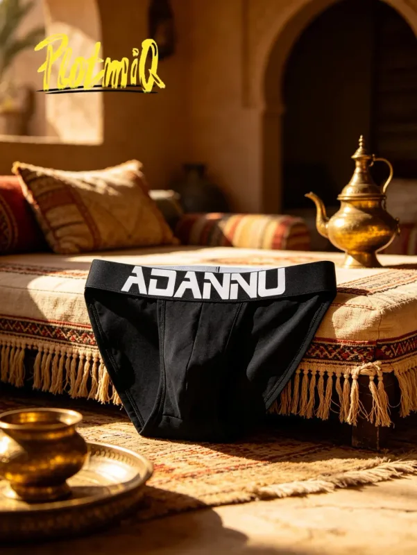 2PCS Mens Bikini Briefs Big Letter Print Wide Waistband Cotton Blend Soft Fabric 3D Contour Pouch Low Rise Male Underwear