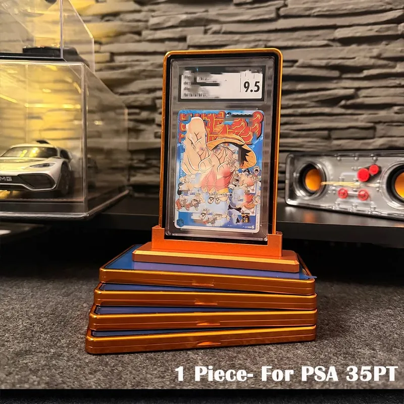 Casing Logam Tempat Pelindung Kartu Perdagangan Aloi Aluminium Warna Gradien Multiwarna untuk Kartu Bertingkat 35PT PSA CGC