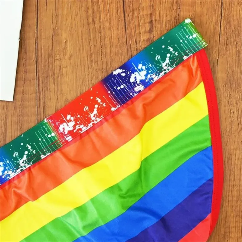 New Man U Convex Pouch Underwear Sexy Rainbow Stripes Briefs Male Swimwear Europe Size S/M/L/XL