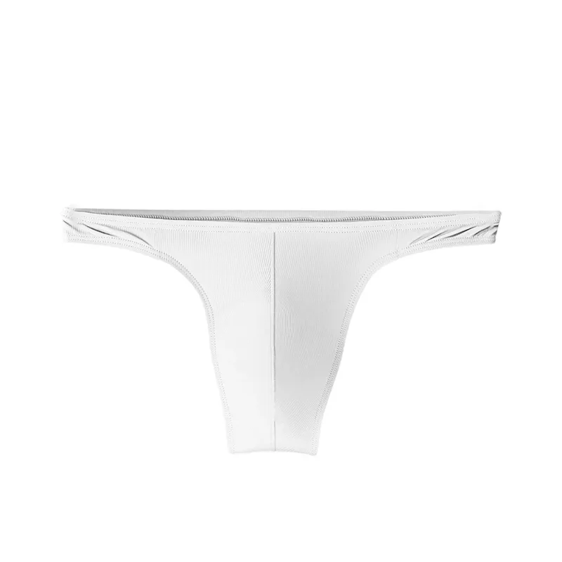 Ice Silk Thongs Men Sexy Underwear Soft Ribbed G-string Breathable Underpants Seamless Panties Male Lingerie Bulge Pouch Briefs