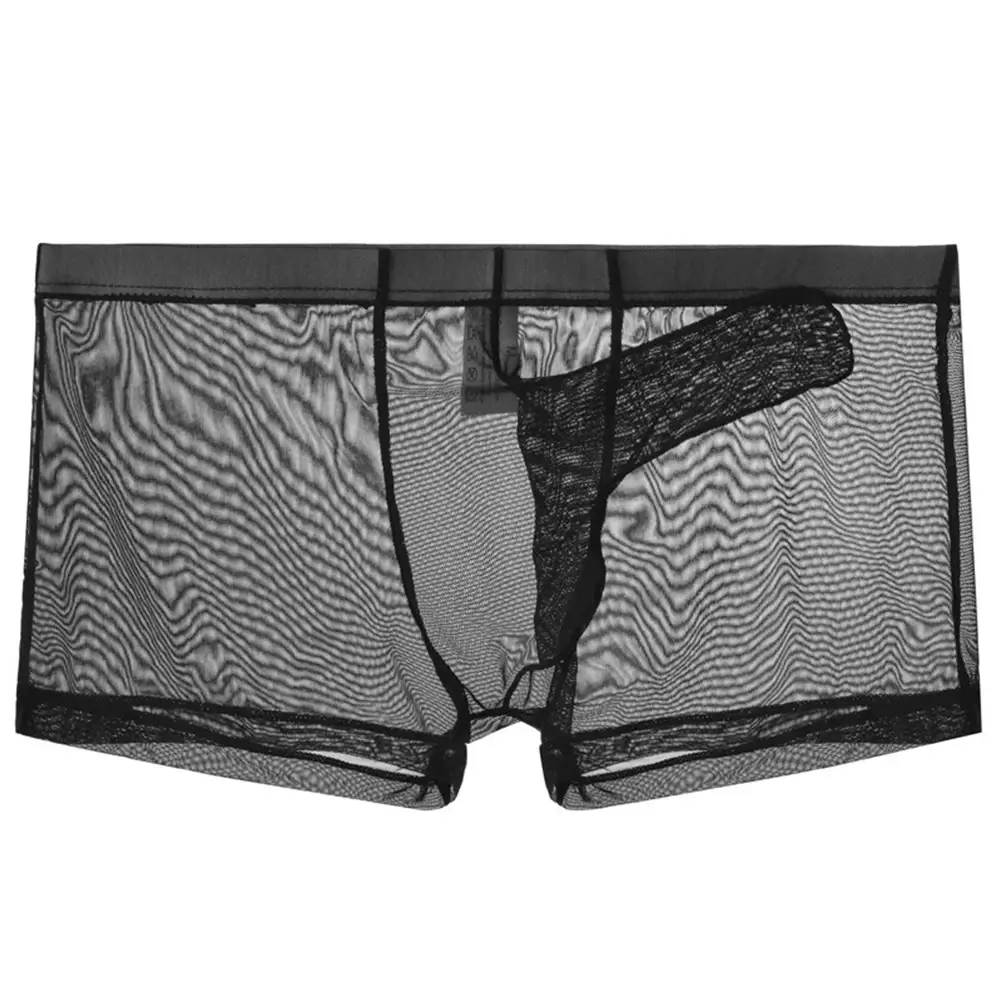Sexy Mannen Mesh Transparant Lichtgewicht Ondergoed Zien Door Ademende Boxer Slips Slipje Bullet Scheiding Mannelijke Boxer Slipje