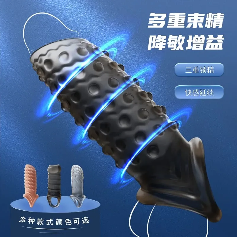 Penis Rings For Men Delay Ejaculation Condom Penis Sleeve Extension Extend Dildo Adult Anal Plug Sex Toys No Vibrator For Women — image 3