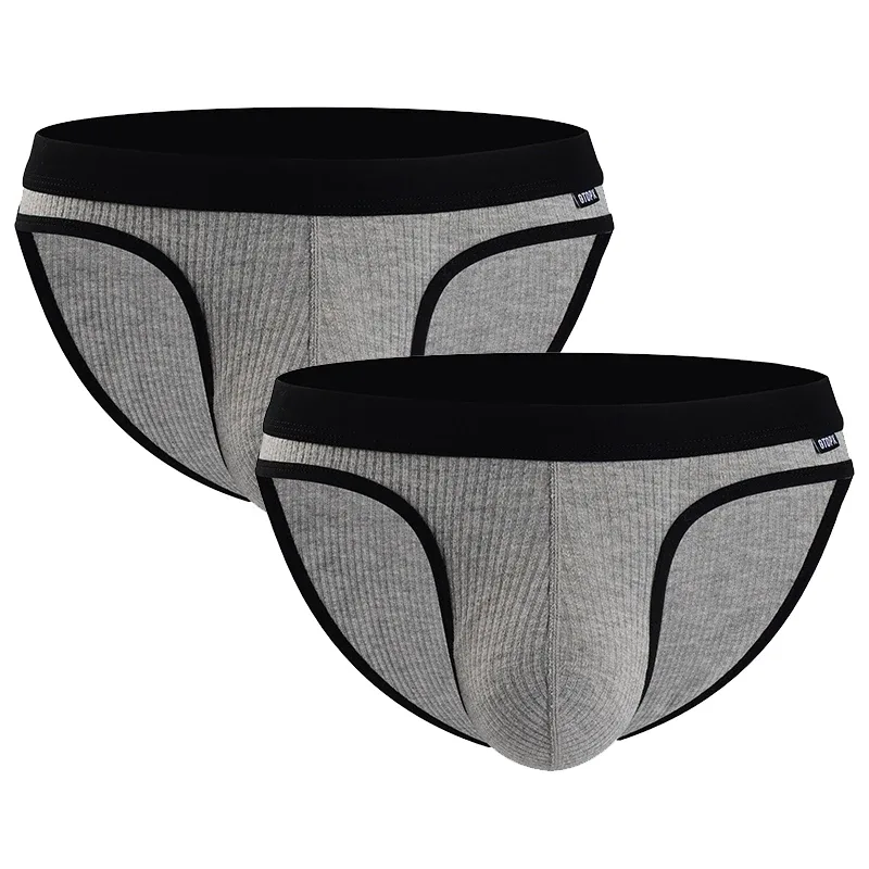 Men's Underwear U-Convex Pouch Briefs Breathable Soft Elastic Low Rise Panties For Men Daily Lingerie 2-Pack