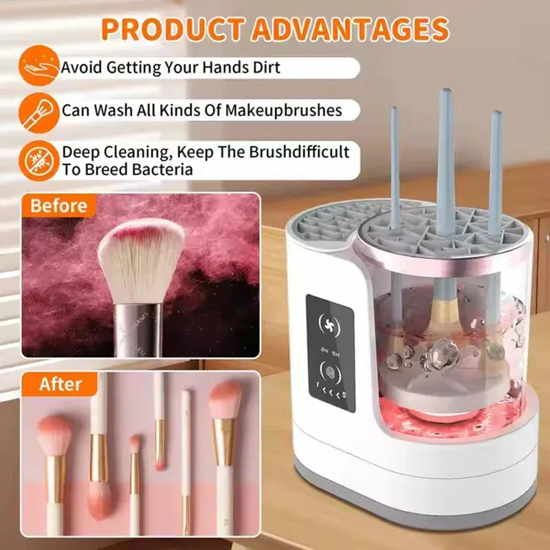 NIEUW Elektrisch 3 IN 1 make-upborstelreinigingsmachine Make-upborsteldroger Draagbare automatische USB-cosmetische borstels Cleaner Tool