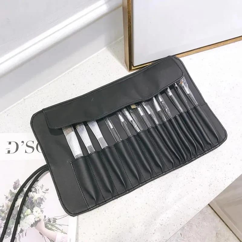 12/14/18 Hole Makeup Brush Bag Functional Travel Cosmetics Case Make Up Brushes Protektor Rolling Pouch Tool