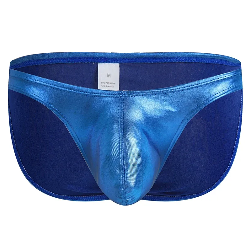Men's Fashion Low Waist Imitation Leather Briefs with U Convex Pouch Sexy Underwear Lingerie 3PCS/2PCS/1PC Set