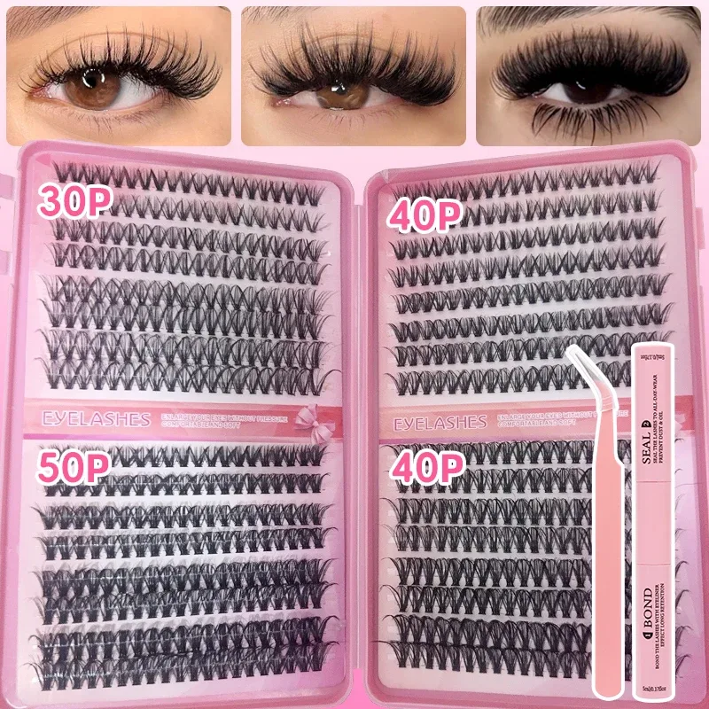 DIY Manga Spiky Cluster szempillahosszabbítások Természetes Mega Volume Egyedi Előre Vágott Szegmentált Szempillák Otthoni Szemsminkhez
