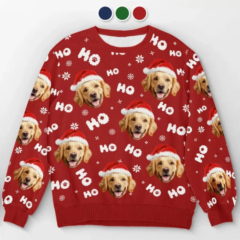 Peribadikan Foto Anda Cetakan 3D Sweater Krismas Hodoh Pakaian Seluar Wajah Keluarga DIY Baju Baju Imej Lucu Hadiah Xmas Peribadi Uniseks