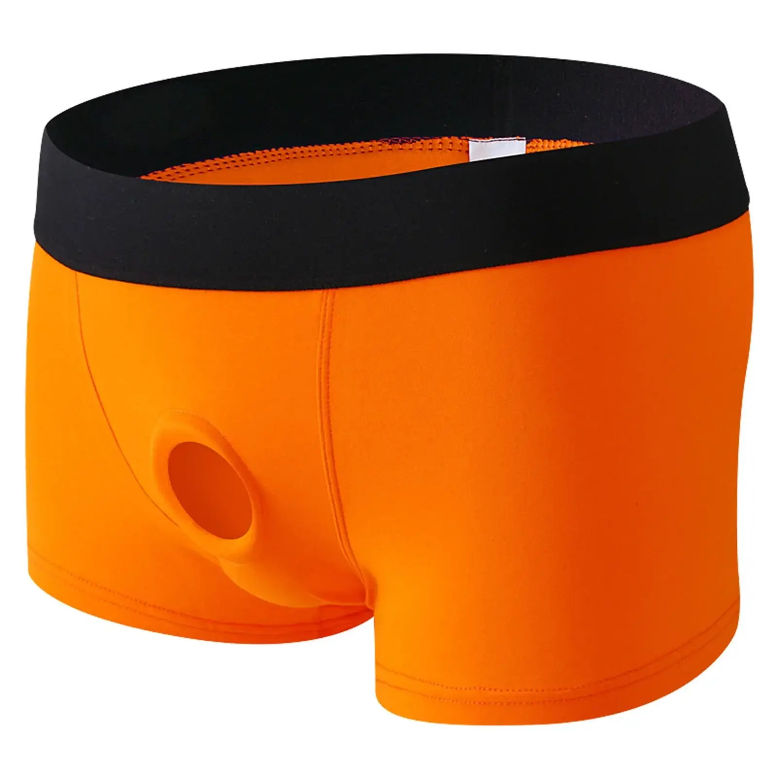 Mens Cotton Underwear Soft Open Pouch Hole Boxer Shorts Cock Ring Silicone Ring Sexy Boxer Briefs Erotic Panties Trunks Stretchy