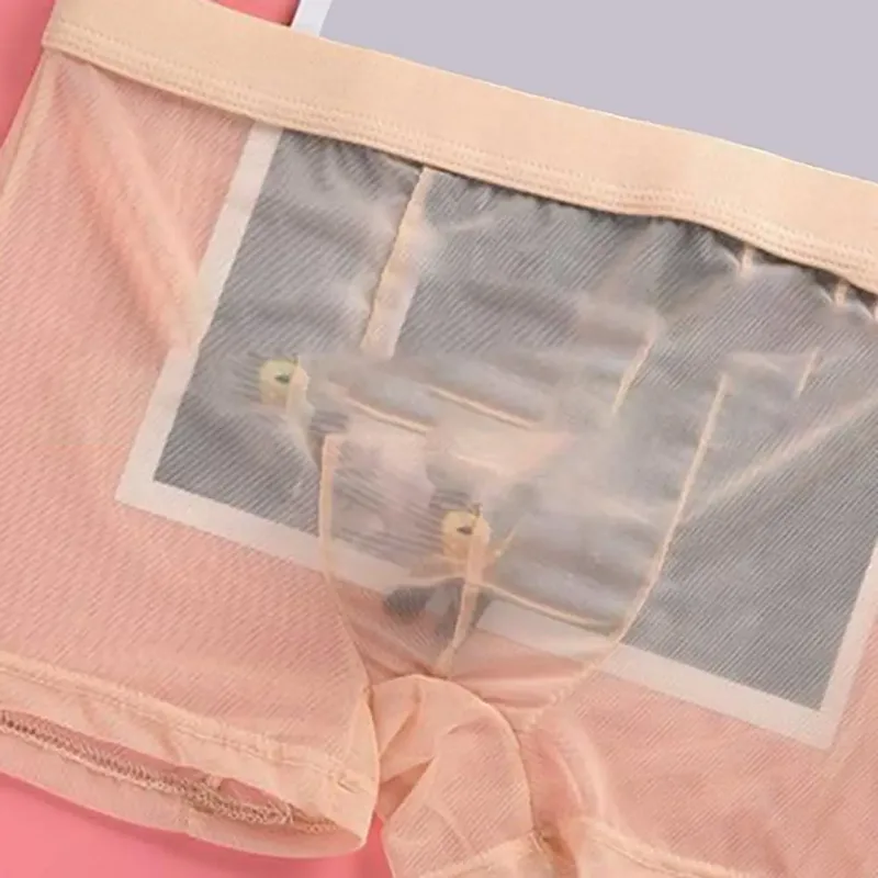 Transparante Boxers voor Mannen Doorzien Mannelijke Onderbroeken Sexy Mesh Lage Taille Ijs Zijde Dunne Koeling Heren Slipje Heren Ondergoed